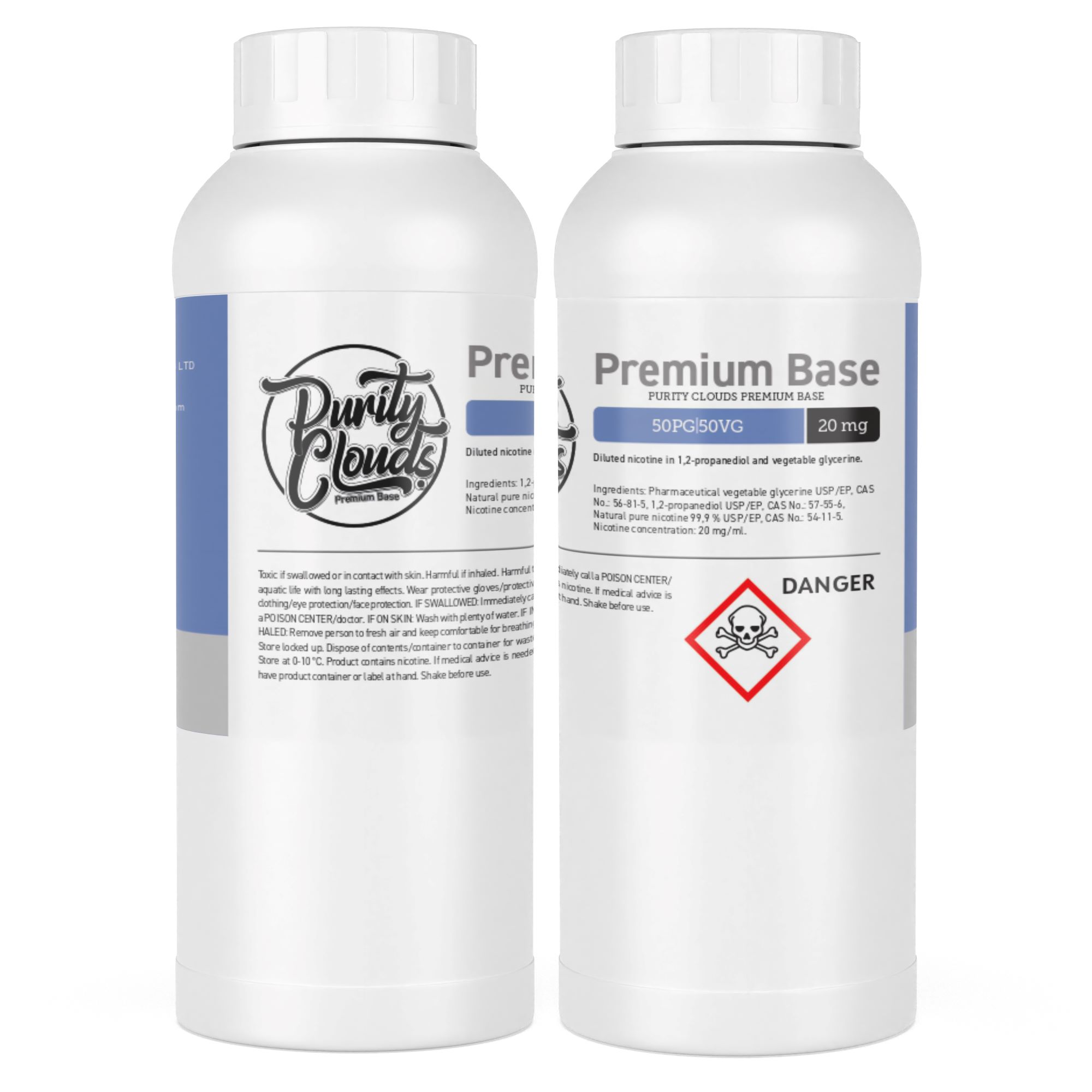 PurityClouds Premium Base 20mg 50VG/50PG 1Litre
